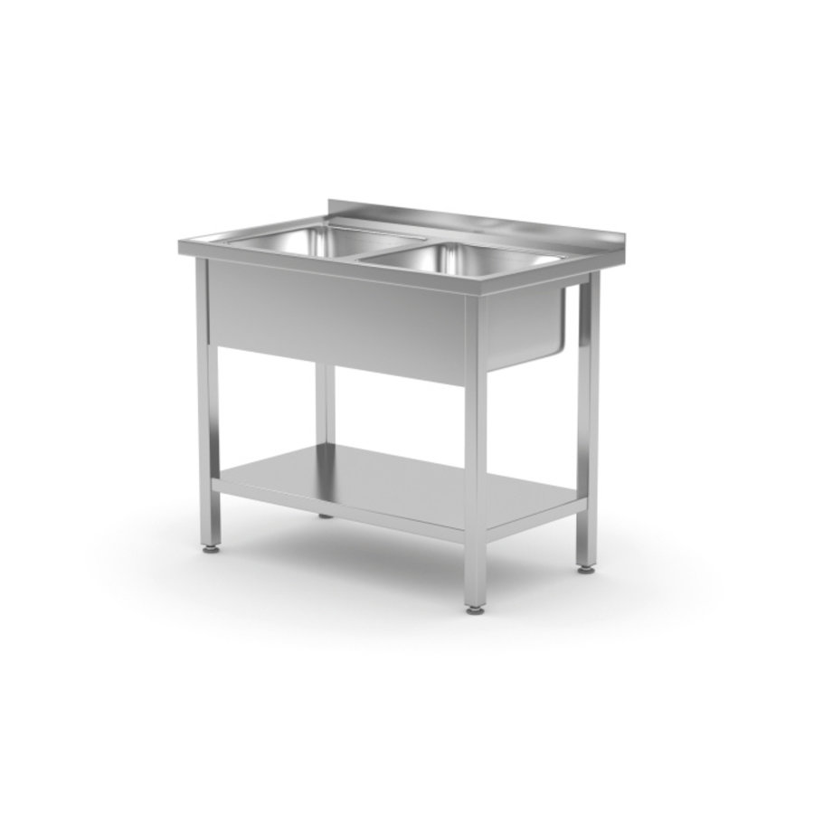 Sink table | Double sink | Undership | stainless steel | 1000x700x850mm