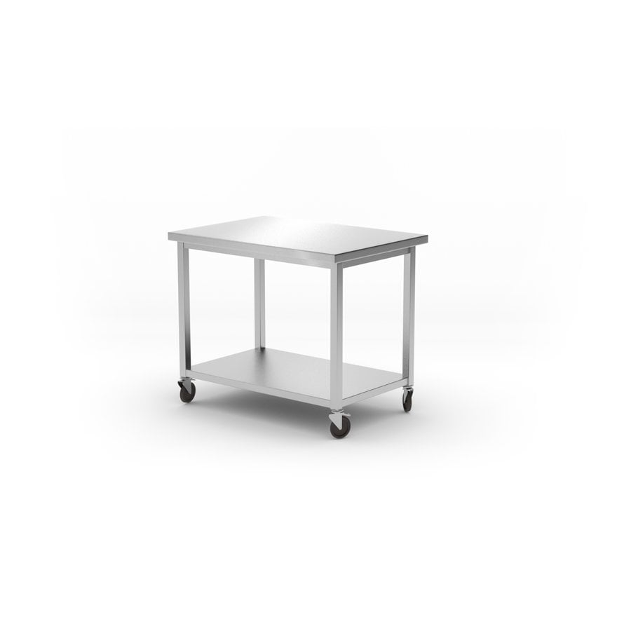 Work table | Undership | Wheels | stainless steel | 1000x700x850mm