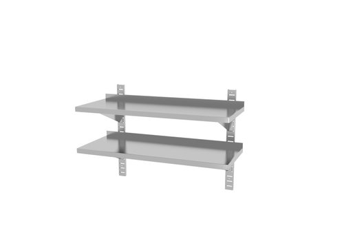  Hendi Double wall shelf | Stainless steel | Adjustable | 1000 x 400 x 600 mm 