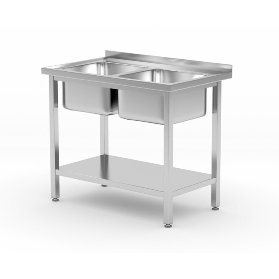 Sink | Double sink | Under-shelf | Stainless steel | Adjustable | 1000 x 600 x 850 mm