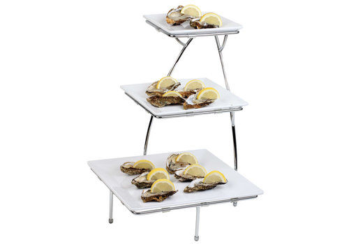  APS Serving stand | 3 trays | Chrome plated | 37.5 x 37.5 x 50 cm 