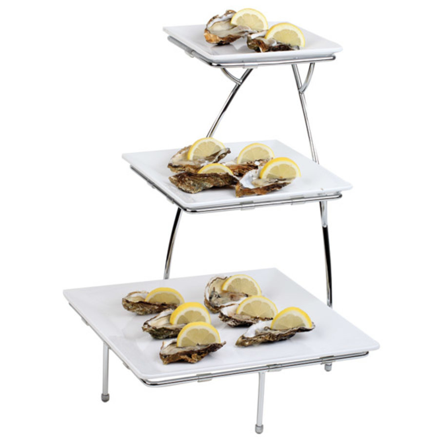 Serving stand | 3 trays | Chrome plated | 37.5 x 37.5 x 50 cm