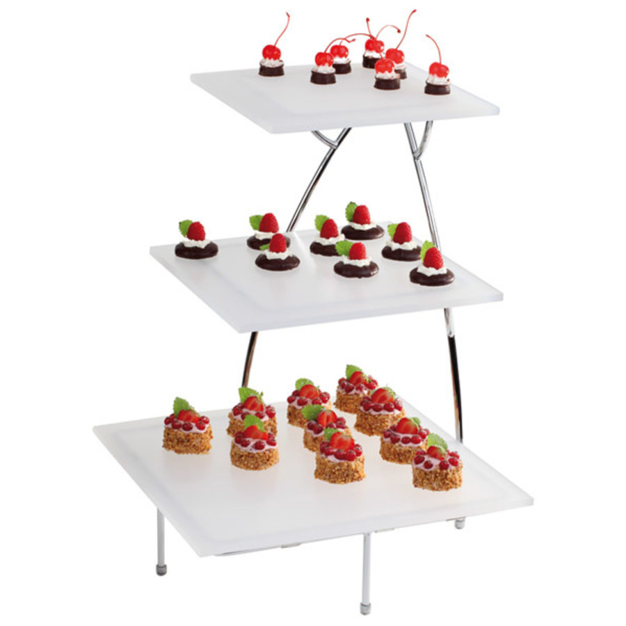 Serving stand | 3 trays | Chrome plated | 37.5 x 37.5 x 50 cm