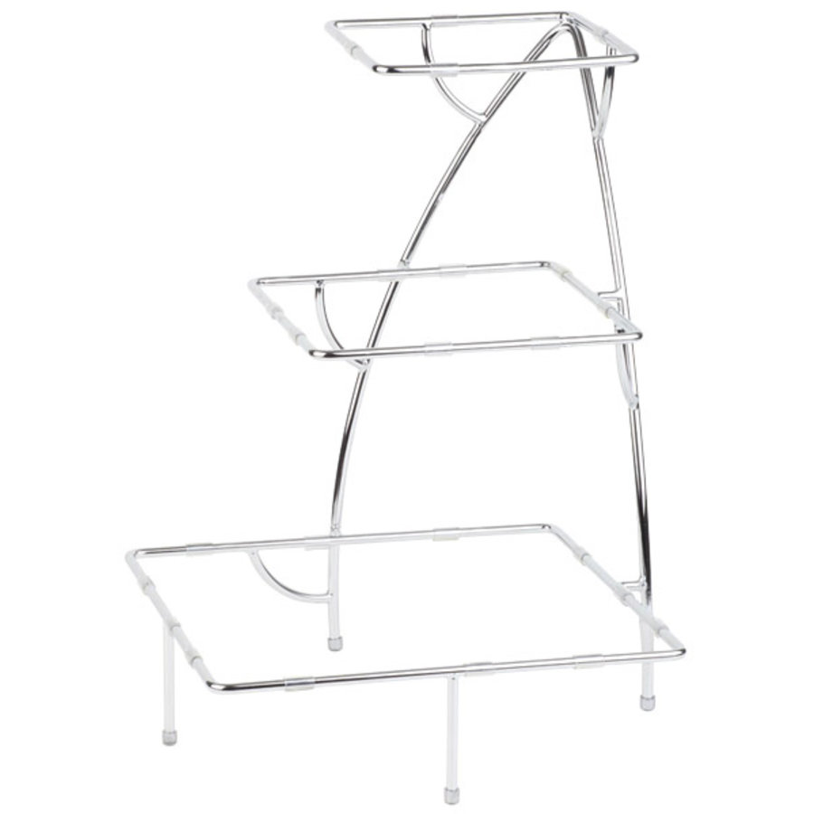 Serving Stand | 3 plateaus | Chrome plated | 37.5x37.5x50cm