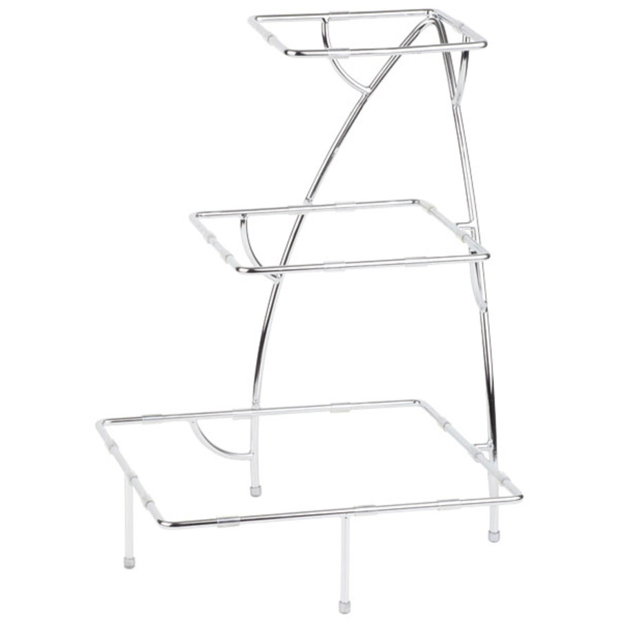 Serving stand | 3 trays | Chrome plated | 37.5 x 37.5 x 50 cm