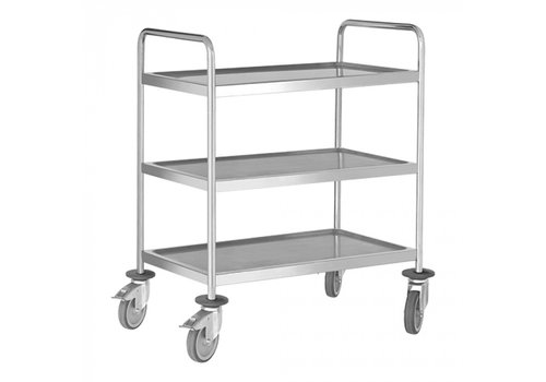  HorecaTraders Serving trolley | 3 Levels | stainless steel | 88 x 58 x 101.5 cm 