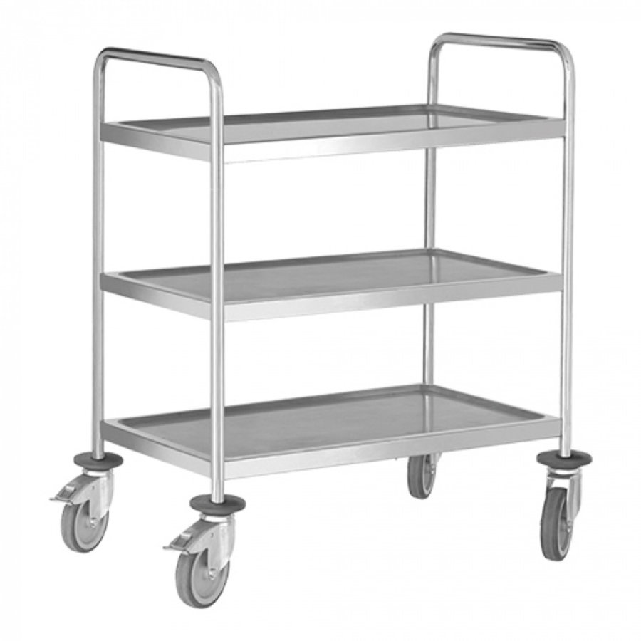 Chariot de service | 3 niveaux | acier inoxydable | 98 x 58 x 101,5 cm