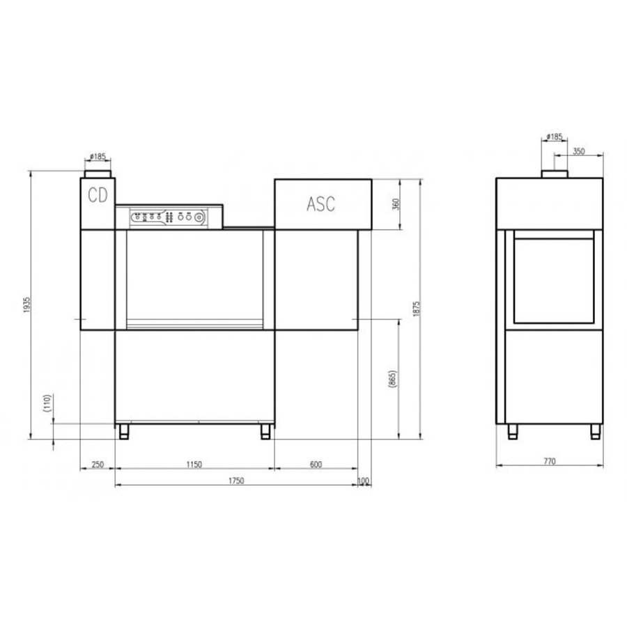 Basket transport machine | Manual | Double-walled | 100 baskets per hour