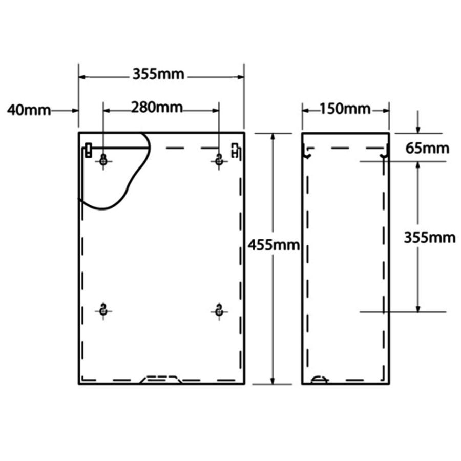 Waste bin | Stainless steel | 24L | 355 x 150 x 455mm
