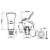 Sortie d'eau | Fermeture automatique | acier inoxydable | 68 x 97 mm