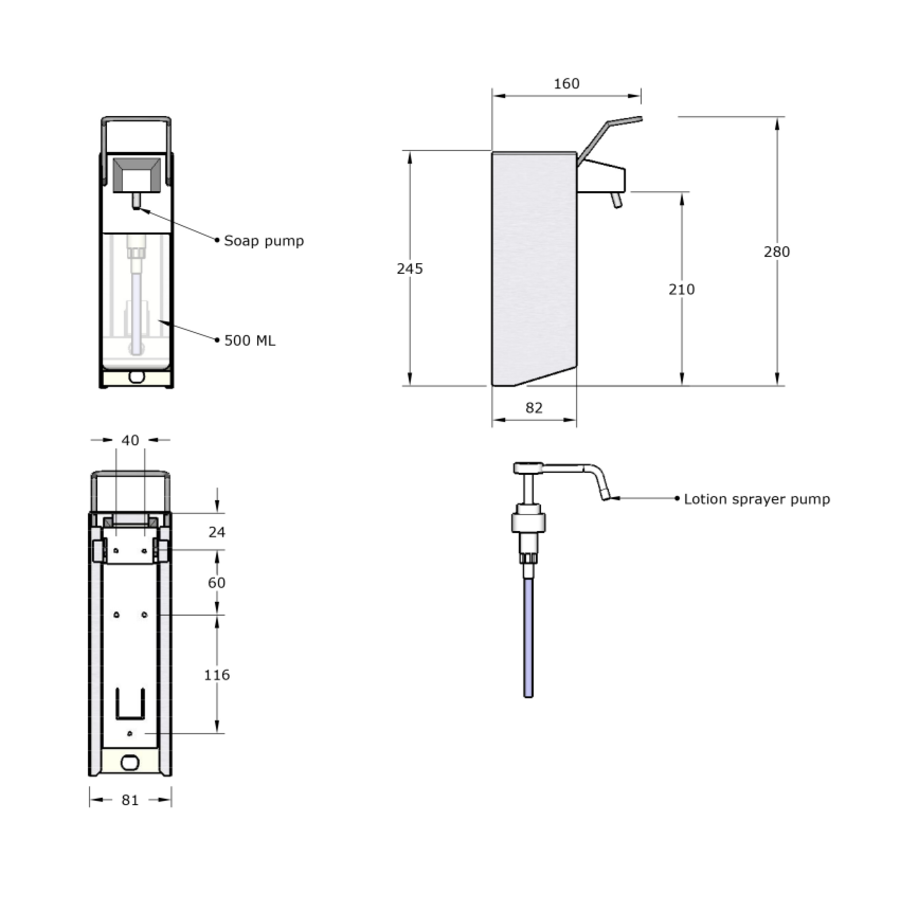 Soap dispenser | stainless steel | 2 Formats