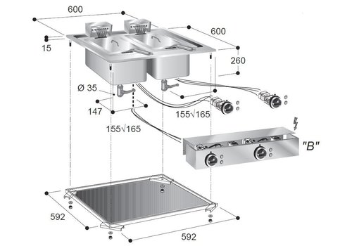  Combisteel Doppelte elektrische Fritteuse | 2x10 L | 400 V / 11 kW 