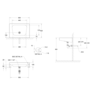 Wandwastafel | RVS | 600 x 420 x(h)152 mm | 2 Modellen