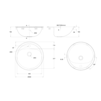 Built-in sink | Stainless steel | Ø460 | 404 x 319 x 160 mm | 2 Models