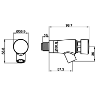 wall tap | Self-closing | stainless steel | Ø30 x 57.3mm