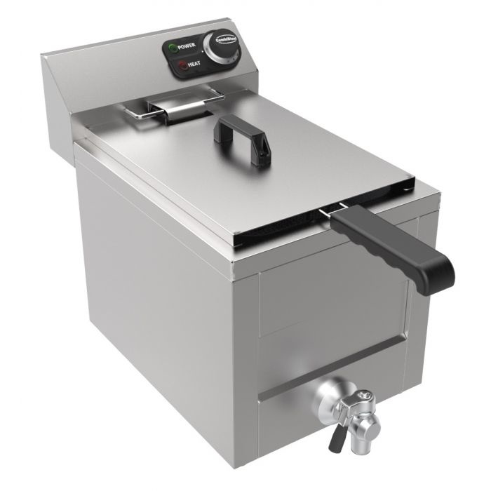 HENDI Induktionsfritteuse – 8 Liter, 3500W, 230V – Mit Frittierkorb, Deckel, Ablasshahn, Timer Und Überhitzungsschutz – Edelstahl