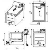 Deep fryer table | Stainless steel | 8L | 230V | 305 x 545 x 305 mm