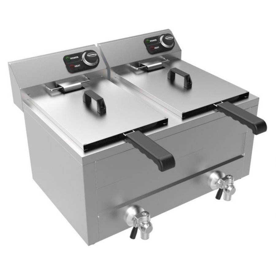 Table de friteuse | acier inoxydable | 2x 8L | 230V | 620 x 545 x 305 mm