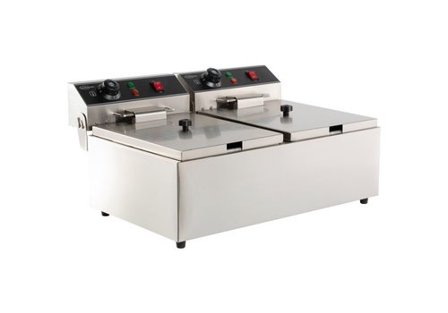  Combisteel Friteuse de table électrique | acier inoxydable | 2x 6L | 590 x 440 x 290 mm 