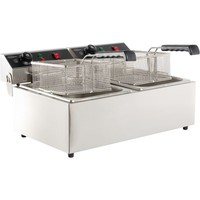 Friteuse de table électrique | acier inoxydable | 2x 6L | 590 x 440 x 290 mm