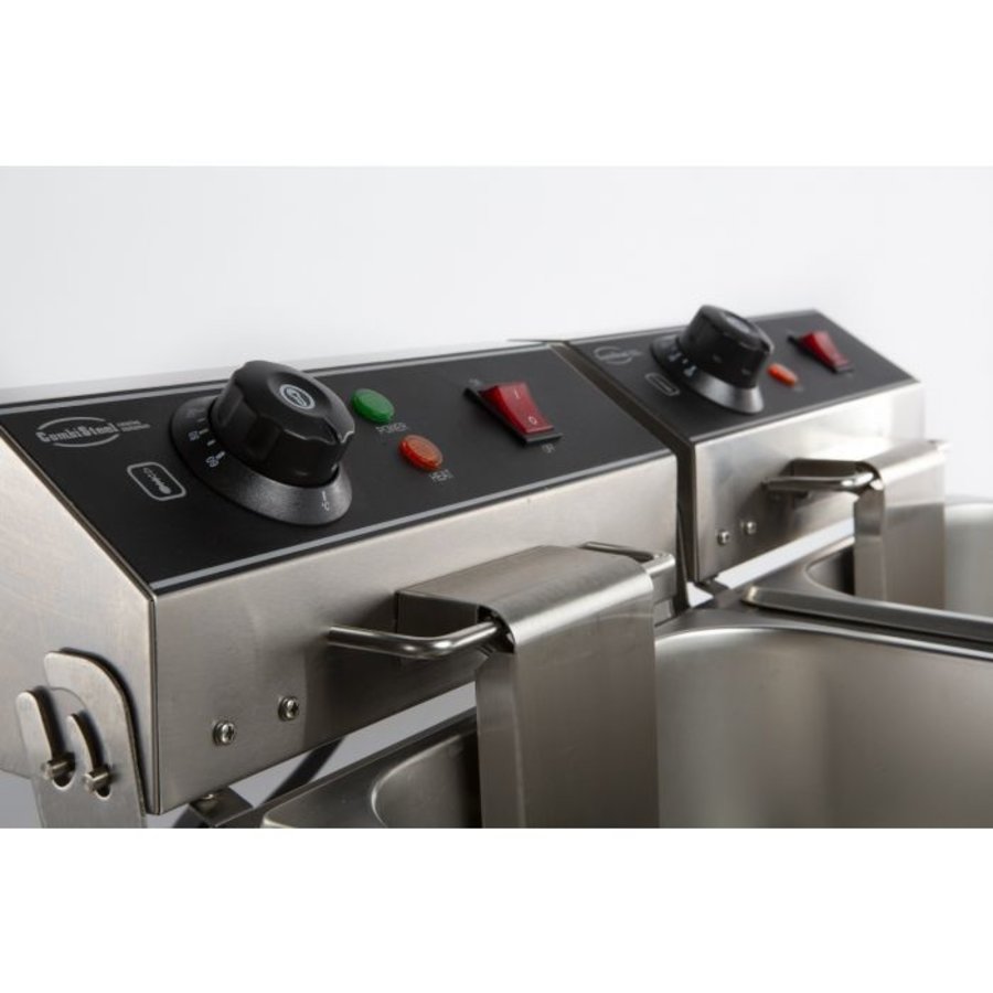 Friteuse de table électrique | acier inoxydable | 2x 6L | 590 x 440 x 290 mm