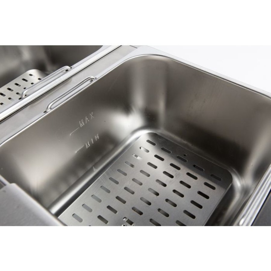 Friteuse de table électrique | acier inoxydable | 2x 6L | 590 x 440 x 290 mm