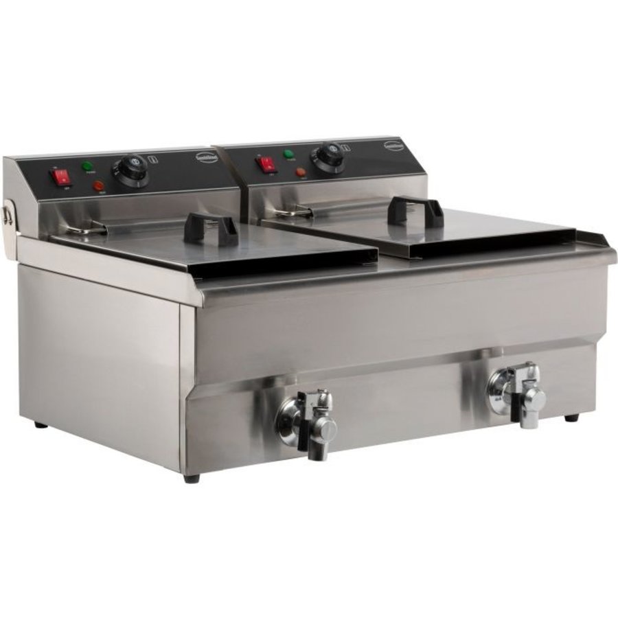 Friteuse électrique de table | acier inoxydable | 2x 10L | 690 x 560 x 380 mm