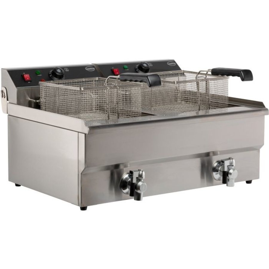 Friteuse électrique de table | acier inoxydable | 2x 10L | 690 x 560 x 380 mm