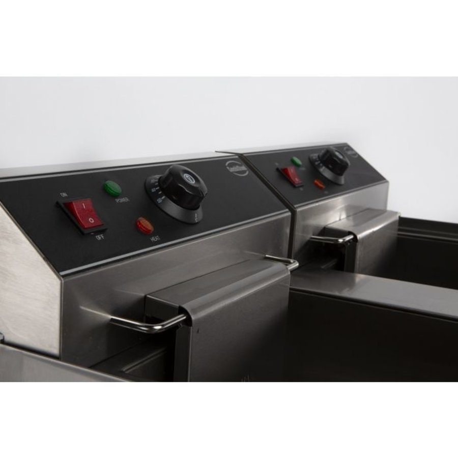 Friteuse électrique de table | acier inoxydable | 2x 10L | 690 x 560 x 380 mm