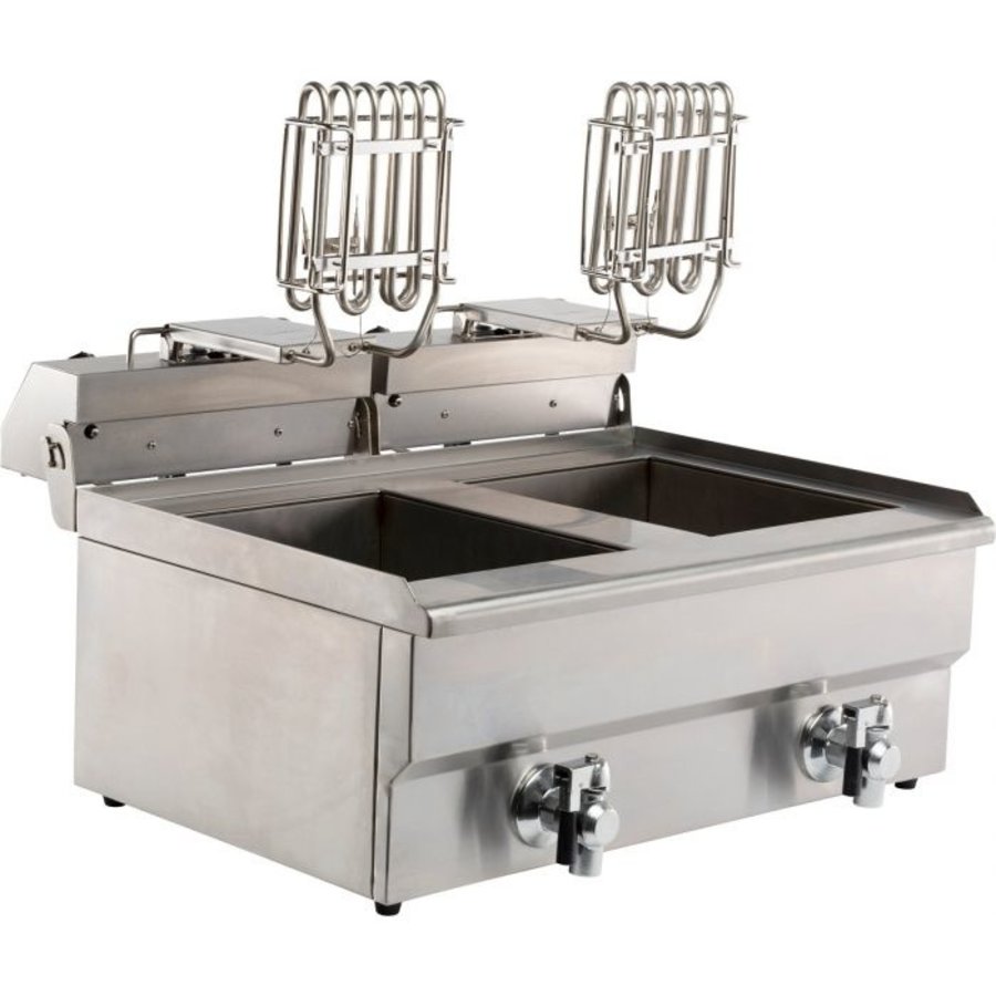 Friteuse électrique de table | acier inoxydable | 2x 10L | 690 x 560 x 380 mm