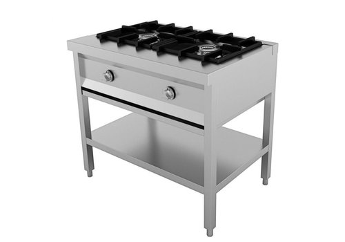  Combisteel Gaskooktafel | RVS | Onderschap | 2x 6.5kW | 895 x 600 x 800 mm 