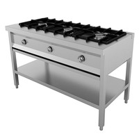 Gaskooktafel | RVS | Onderschap | 3x 6.5kW | 1290 x 600 x 800 mm