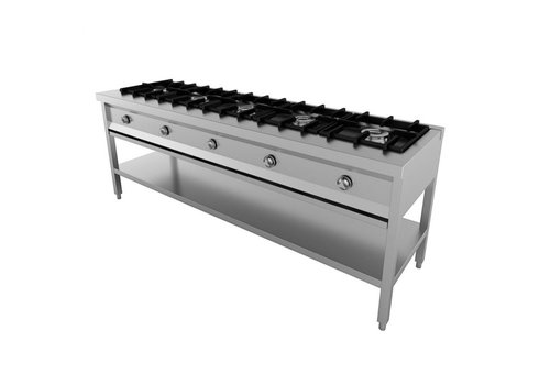  Combisteel Plaque de cuisson à gaz | acier inoxydable | Entreprise | 5x 6,5 kW | 2080 x 600 x 800 mm 