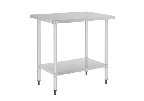  HorecaTraders Werktafel | RVS | Onderschap | Verstelbaar | 80 x 60 x 90 cm 