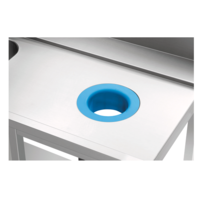 Table d'alimentation | Évier et trou d'évacuation | acier inoxydable | 150 x 73 x 90 cm
