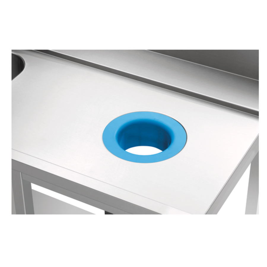 Table d'alimentation | Évier et trou d'évacuation | acier inoxydable | 150 x 73 x 90 cm