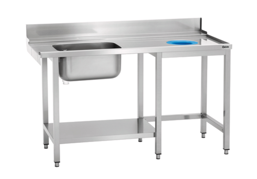  HorecaTraders Table d'alimentation | Évier et trou d'évacuation | acier inoxydable | 150 x 73 x 90 cm 