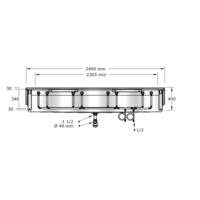 Washing trough | Perfect II | With pipe | 4 washing places | 2400 x 475 x 425 mm