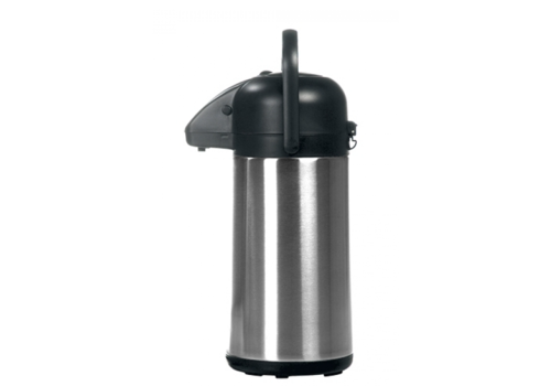  HorecaTraders Bouteille thermos | 2,2 litres | Noir | acier inoxydable | Fonction pompe 