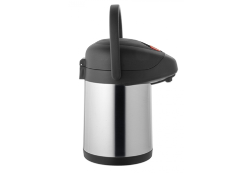  HorecaTraders Bouteille thermos | 2,5 litres | Noir | acier inoxydable | Fonction pompe 