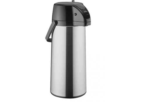  HorecaTraders Thermoskanne | 2,2 Liter | Schwarz | Edelstahl | Pumpenfunktion 