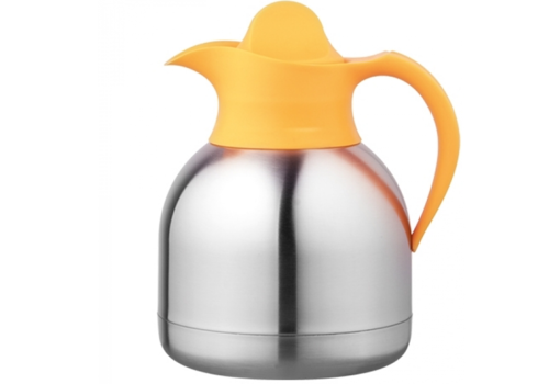  HorecaTraders vacuum jug| 1 liter | Yellow | stainless steel 