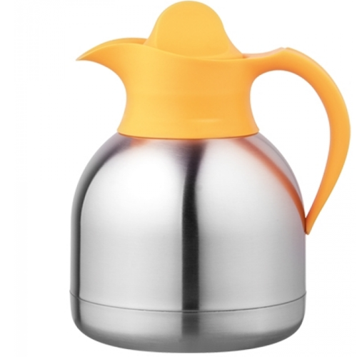  HorecaTraders vacuum jug| 1 liter | Yellow | stainless steel 