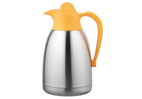  HorecaTraders pichet isotherme| 1,5 litre | Jaune | Acier inoxydable 