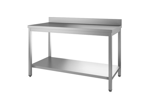  HorecaTraders Work table with rear elevation | Bottom sheet | stainless steel | 1500(l) x 600(d) x 880(h) 