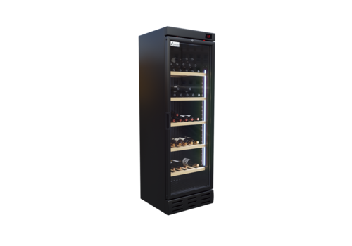  HorecaTraders Wine Cooler | Wooden Shelves | 90 bottles | 180W 