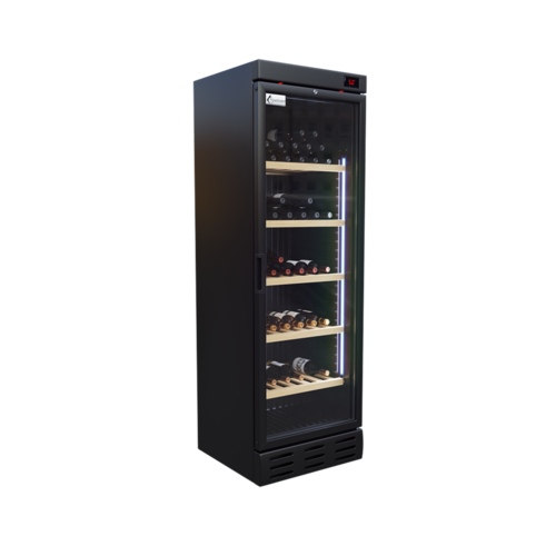  HorecaTraders Wine Cooler | Wooden Shelves | 90 bottles | 180W 