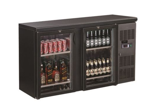  HorecaTraders Refroidisseur de bar | Acier | Noir | 2 portes vitrées | 535 x 1462 x 860 mm 
