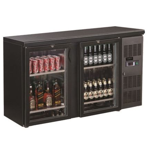  HorecaTraders Bar cooler | Steel | Black | 2 Glass doors | 535 x 1462 x 860mm 