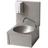 HorecaTraders Lavabo en acier inoxydable avec commande au genou et distributeur de savon | 33 x 35 x (H) 50 cm